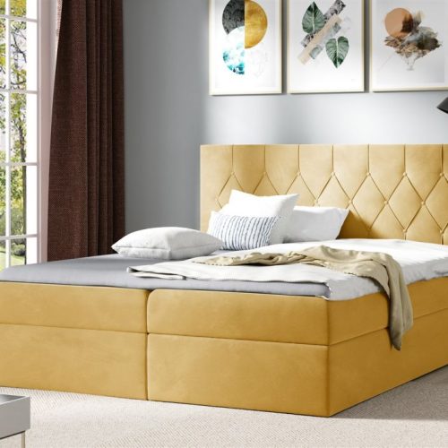 Boxspringbett Schlafzimmerbett MANOLIS 120x200cm Stoff Alova Gelb