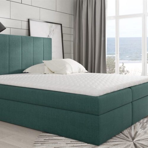 Boxspringbett Schlafzimmerbett MARIBEL 200x200cm Stoff Meeresgrün