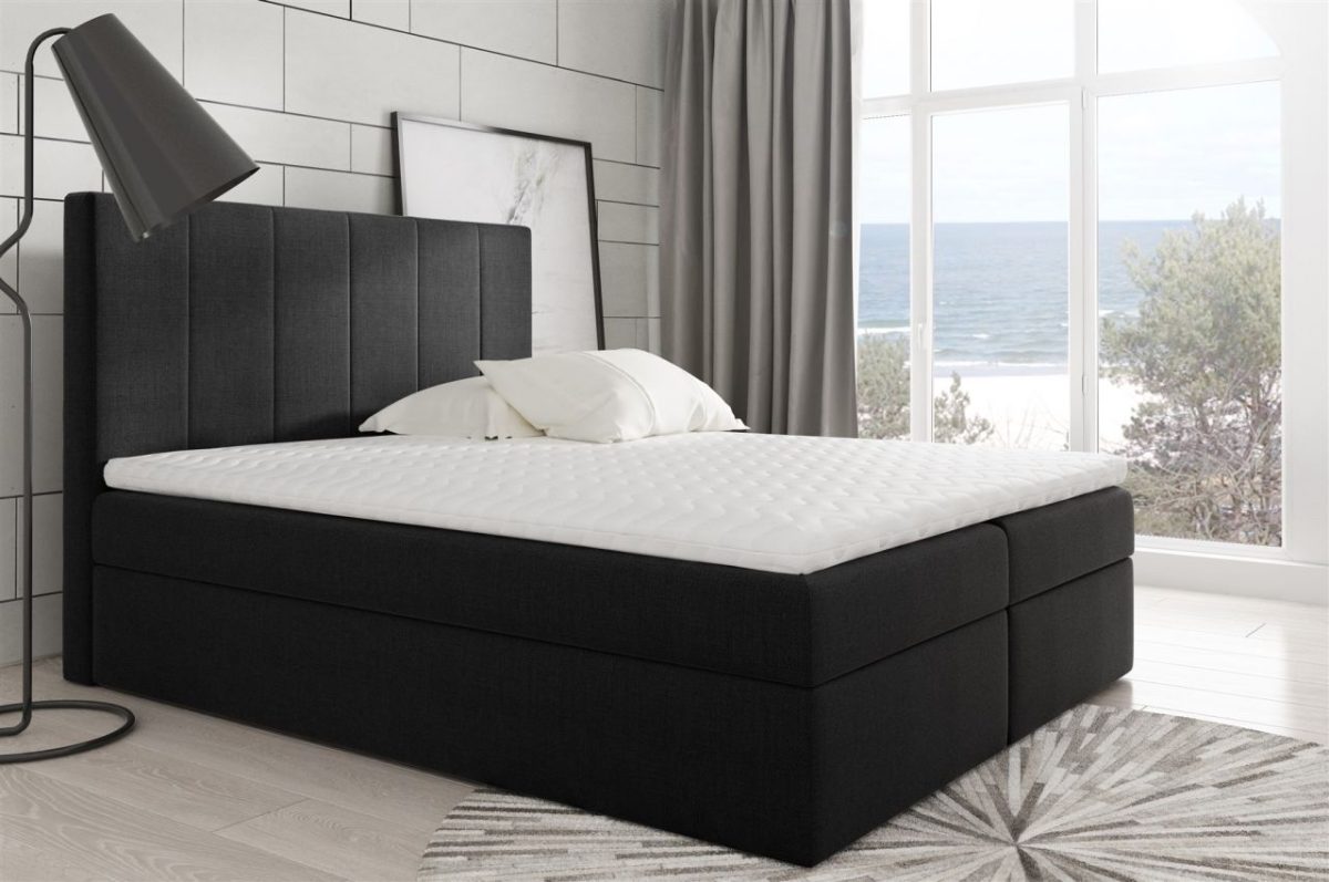 Boxspringbett Schlafzimmerbett MARIBEL 120x200cm Stoff Schwarz Boxspringbett Schlafzimmerbett MARIBEL 120x200cm Stoff Schwarz