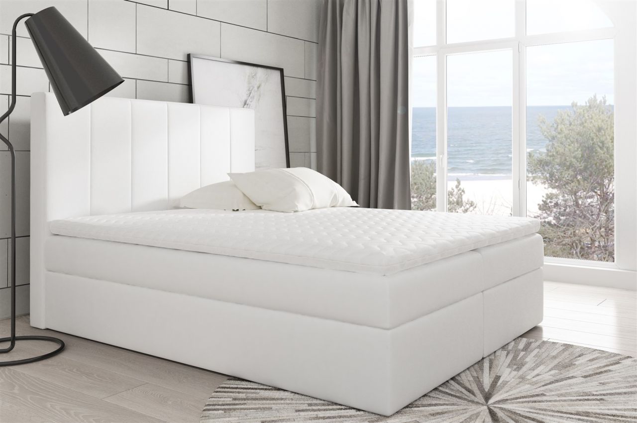 Boxspringbett Schlafzimmerbett MARIBEL 120x200cm Kunstleder Weiss Boxspringbett Schlafzimmerbett MARIBEL 120x200cm Kunstleder Weiss