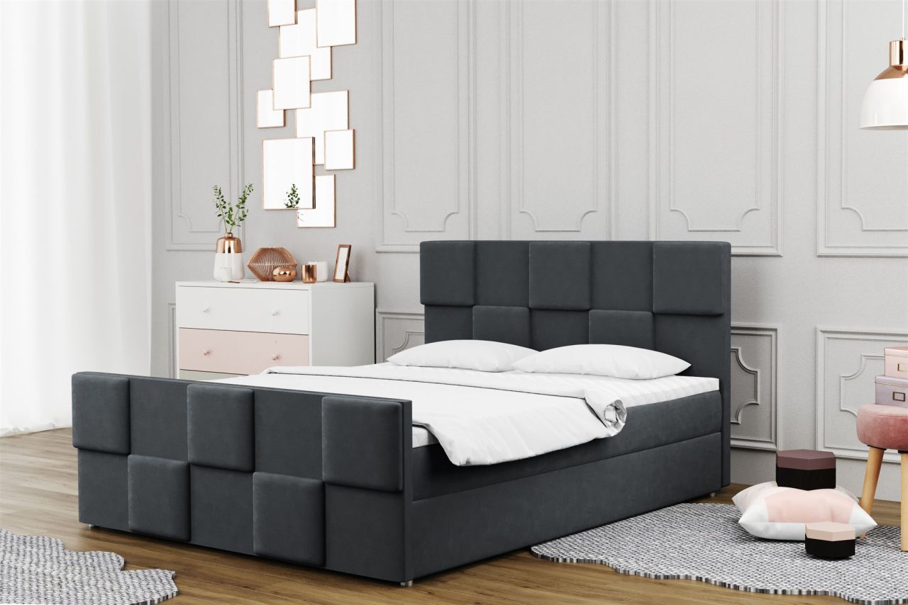 Boxspringbett Schlafzimmerbett MURILO 140x220cm in Stoff Monolith Graphit Boxspringbett Schlafzimmerbett MURILO 140x220cm in Stoff Monolith Graphit