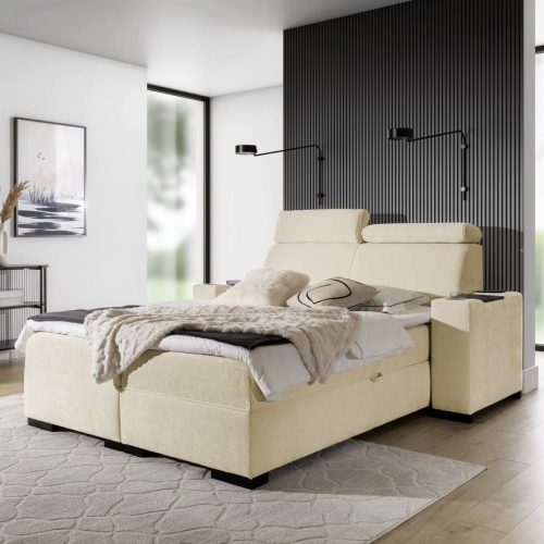 Boxspringbett Bett NESTOR 120x200cm Set.1 in Stoff Dress Me Beige