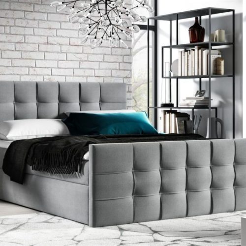 Boxspringbett Schlafzimmerbett NOEL 120x200cm Stoff Grau inkl. Bettkasten Boxspringbett Schlafzimmerbett NOEL 120x200cm Stoff Grau inkl. Bettkasten