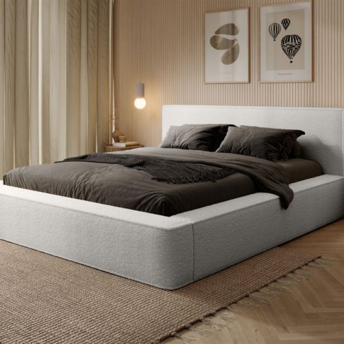 Polsterbett Doppelbett OMAHA 140x200cm Komplettset Stoff Euphoria Weiß