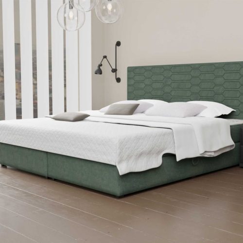 Boxspringbett Schlafzimmerbett OMERO 120x220cm Stoff Opalgrün inkl. Bettkasten