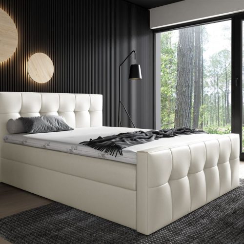 Boxspringbett Schlafzimmerbett OWEN 120x200cm Kunstleder Creme Boxspringbett Schlafzimmerbett OWEN 120x200cm Kunstleder Creme