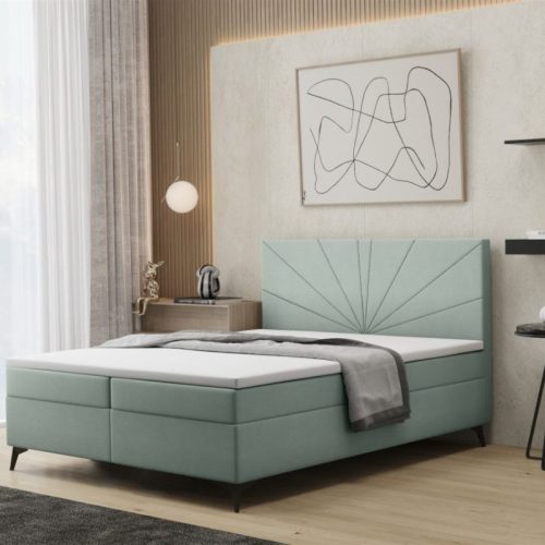 Boxspringbett Schlafzimmerbett PONCE 120x200cm in Stoff Riviera Mint