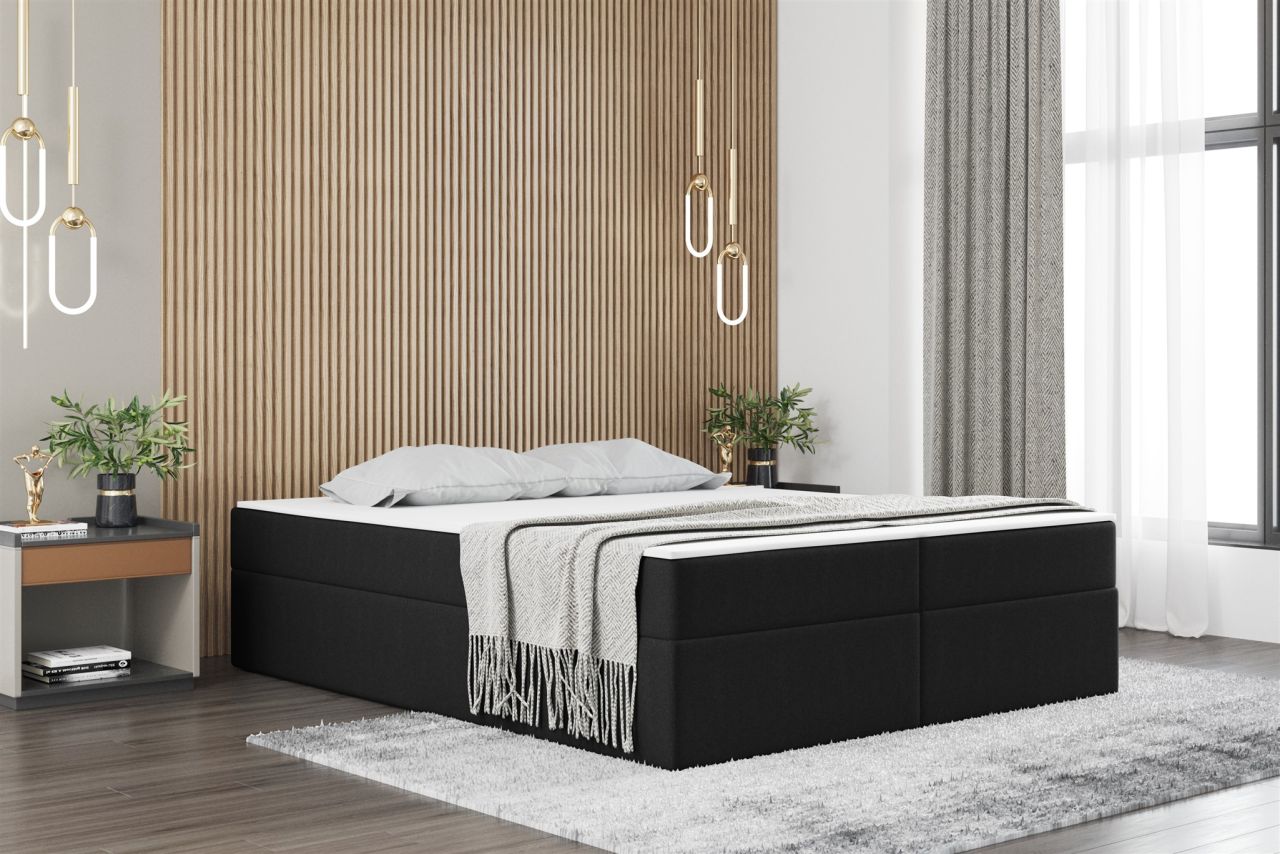 Boxspringbett Schlafzimmerbett PRIMA 120x200cm Stoff Schwarz inkl. Bettkasten Boxspringbett Schlafzimmerbett PRIMA 120x200cm Stoff Schwarz inkl. Bettkasten