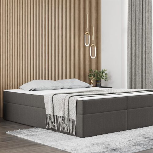 Boxspringbett Schlafzimmerbett PRIMA 120x200cm Stoff Braungrau inkl. Bettkasten