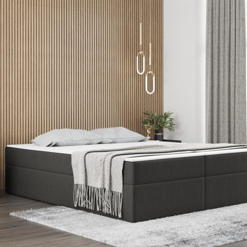 OUTLET Boxspringbett Schlafzimmerbett PRIMA 140x200cm Stoff Dunkelgrau inkl. ...