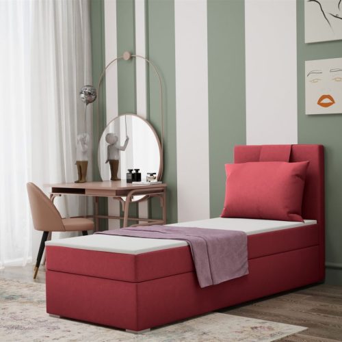Boxspringbett Schlafzimmerbett SALMA 100x200cm in Stoff Soro Rot