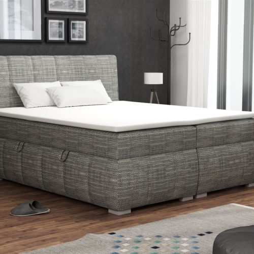 OUTLET Boxspringbett Schlafzimmerbett VINCENZA 140x200cm Stoff Berlin Grau