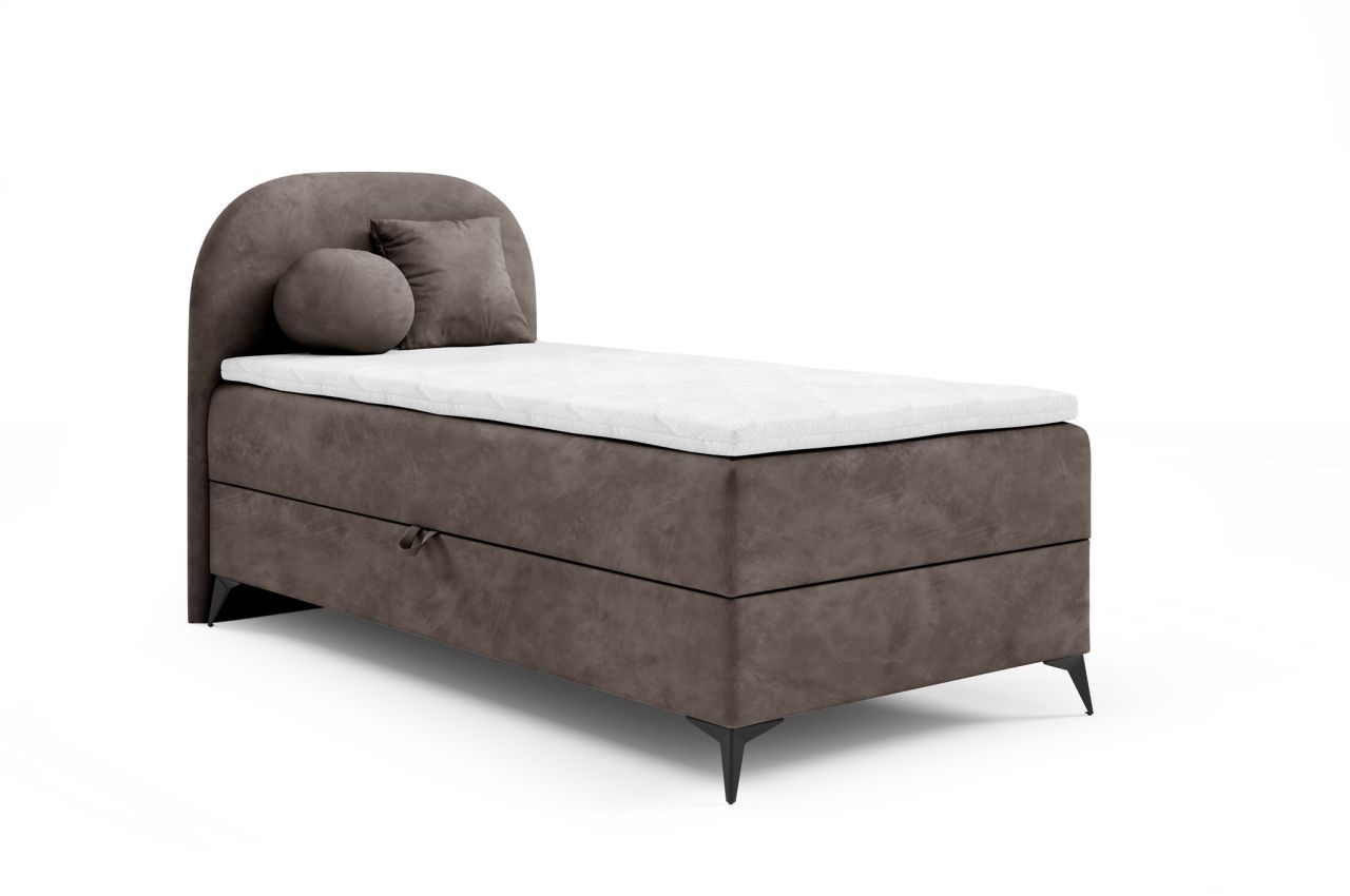 Boxspringbett Gästebett GORGIA 70x200cm Stoff Jasmin Dunkelbraun