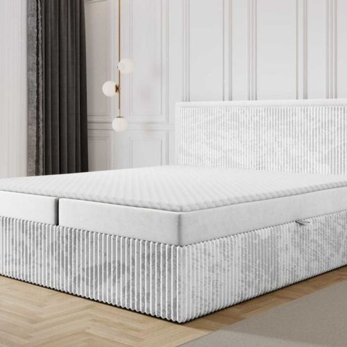 Boxspringbett Schlafzimmerbett HIDIS 140x200cm Stoff Vito Hellgrau