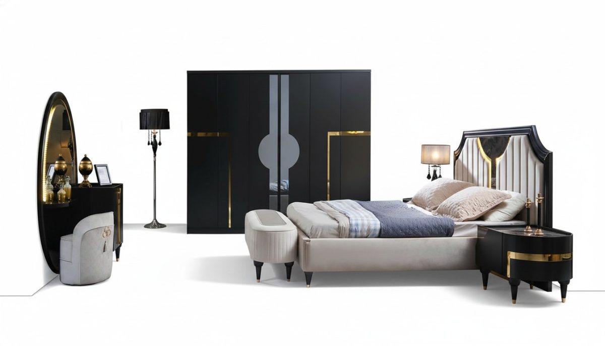 Bett 2x Nachttisch 3tlg. Set Design Luxus Komplettes Sets Schlafzimmer Komplett Bett 2x Nachttisch 3tlg. Set Design Luxus Komplettes Sets Schlafzimmer Komplett