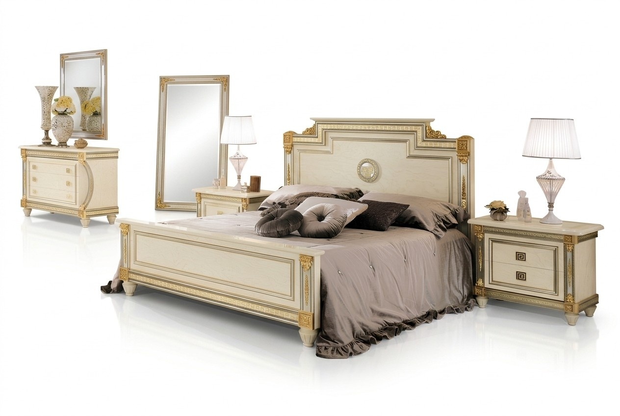Bett 2x Nachttisch Design Schlafzimmer Klassischer 3tlg. Luxus Betten Set Möbel Bett 2x Nachttisch Design Schlafzimmer Klassischer 3tlg. Luxus Betten Set Möbel
