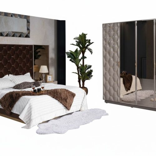 Doppelbett 2 Nachttische Kleiderschrank Schlafzimmermöbel Set 4tlg.