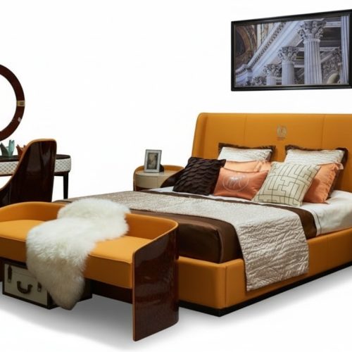 Bett Nachttisch Hocker 4 tlg. Schlafzimmer Set Modern Design Luxus Betten Neu