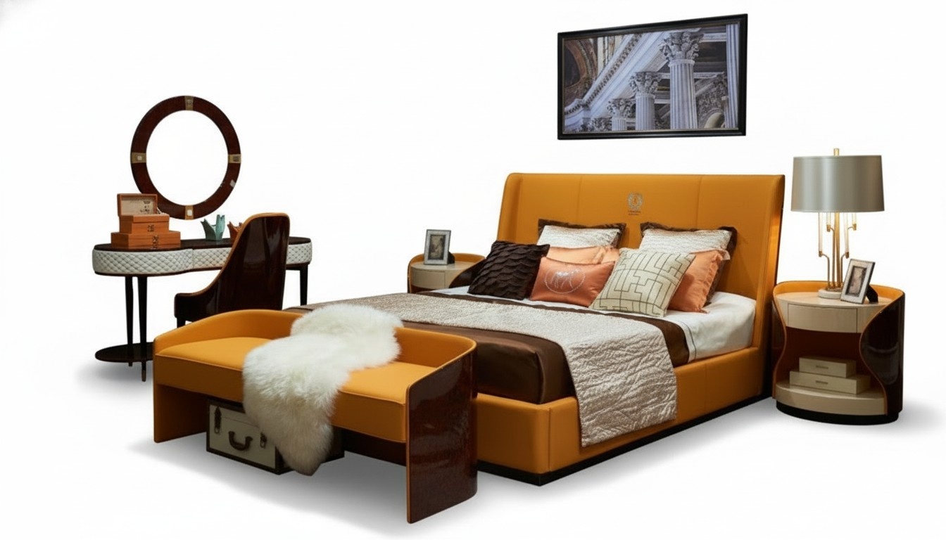 Bett Nachttisch Hocker 4 tlg. Schlafzimmer Set Modern Design Luxus Betten Neu Bett Nachttisch Hocker 4 tlg. Schlafzimmer Set Modern Design Luxus Betten Neu