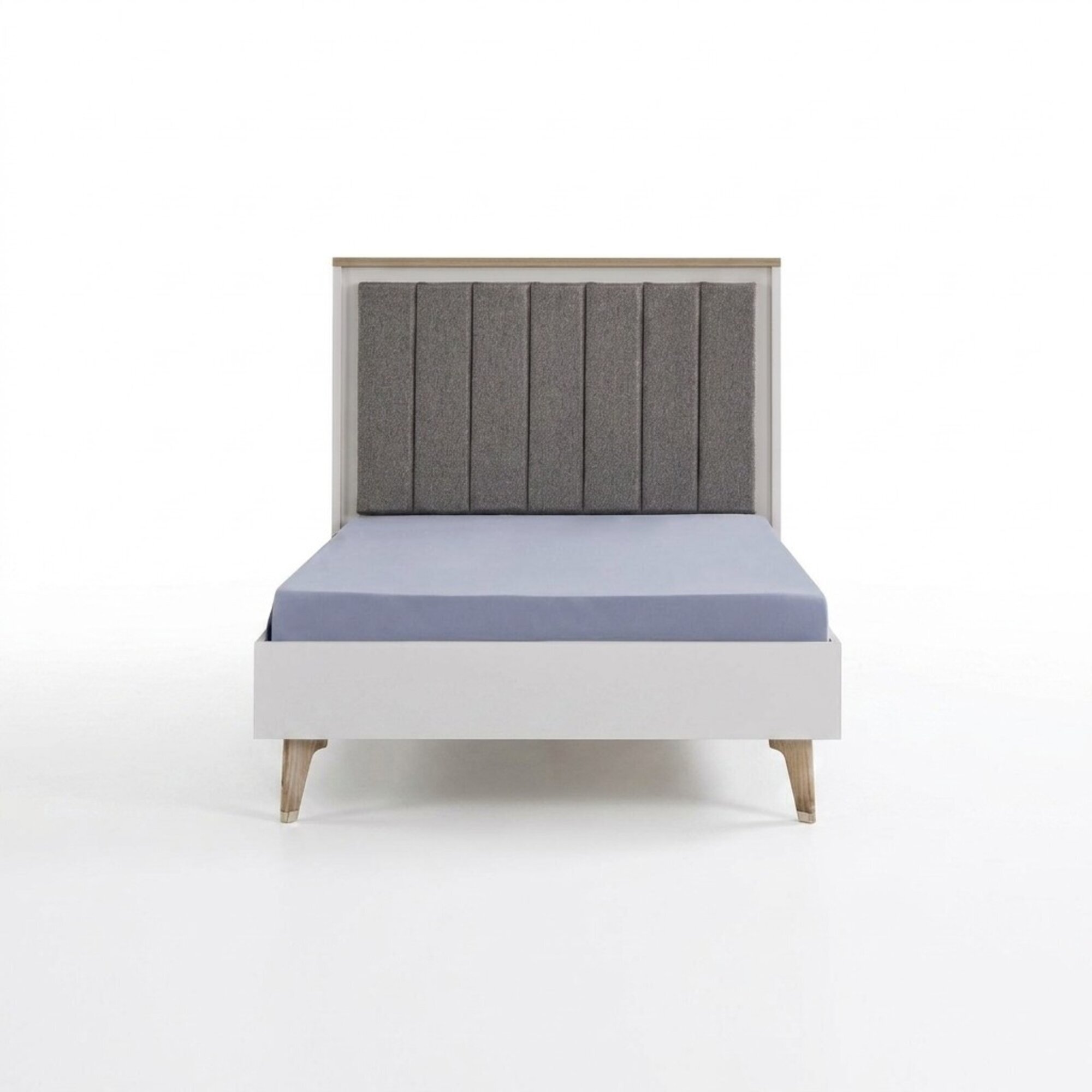 Bettrahmen Kinderzimmer Kinderbett 100 cm Jugendbett Holz Grau Stoff Bettrahmen Kinderzimmer Kinderbett 100 cm Jugendbett Holz Grau Stoff