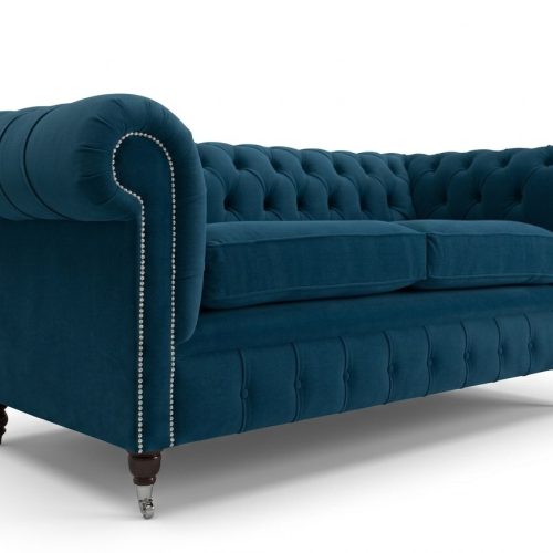 Blaue Chesterfield Stoffsofa Couch Couchen Sofa Sitz Sofas Textil Neu Polster
