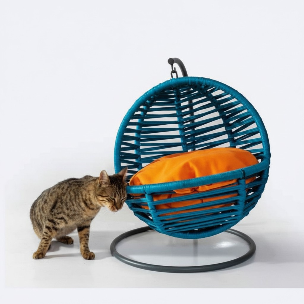 Blaue Rundschaukel Katzenliege Tieren Zubehör Luxus Moderne Möbel Blaue Rundschaukel Katzenliege Tieren Zubehör Luxus Moderne Möbel