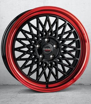 Borbet B black rim red Felge 7x17 Zoll 4x108 Lochkreis