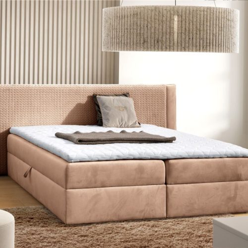Boxspringbett Schlafzimmerbett CEDRIC 120x200cm Stoff Magic Velvet Lachs