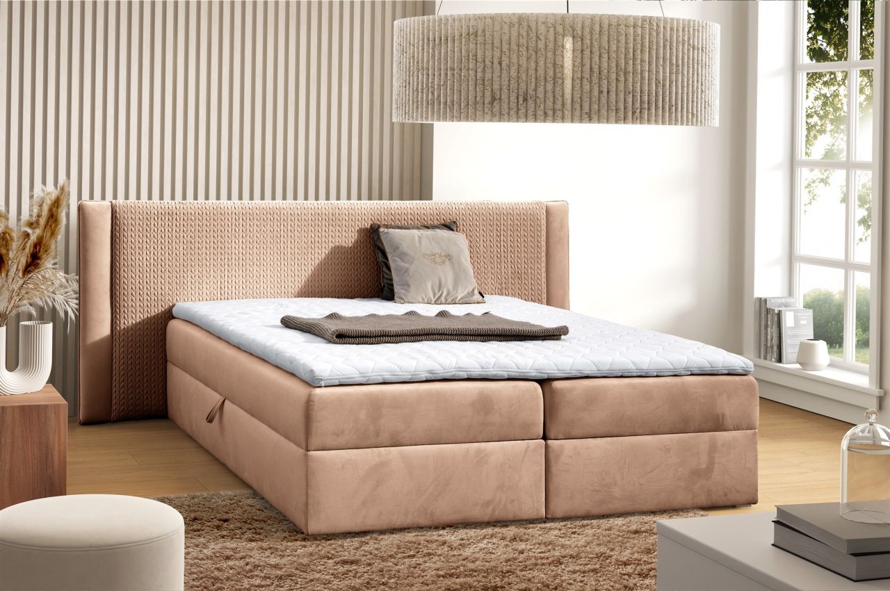 Boxspringbett Schlafzimmerbett CEDRIC 120x200cm Stoff Magic Velvet Lachs Boxspringbett Schlafzimmerbett CEDRIC 120x200cm Stoff Magic Velvet Lachs