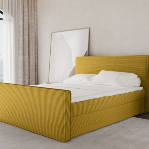 Boxspringbett Schlafzimmerbett CELES 200x220cm Stoff Poso Senfgelb
