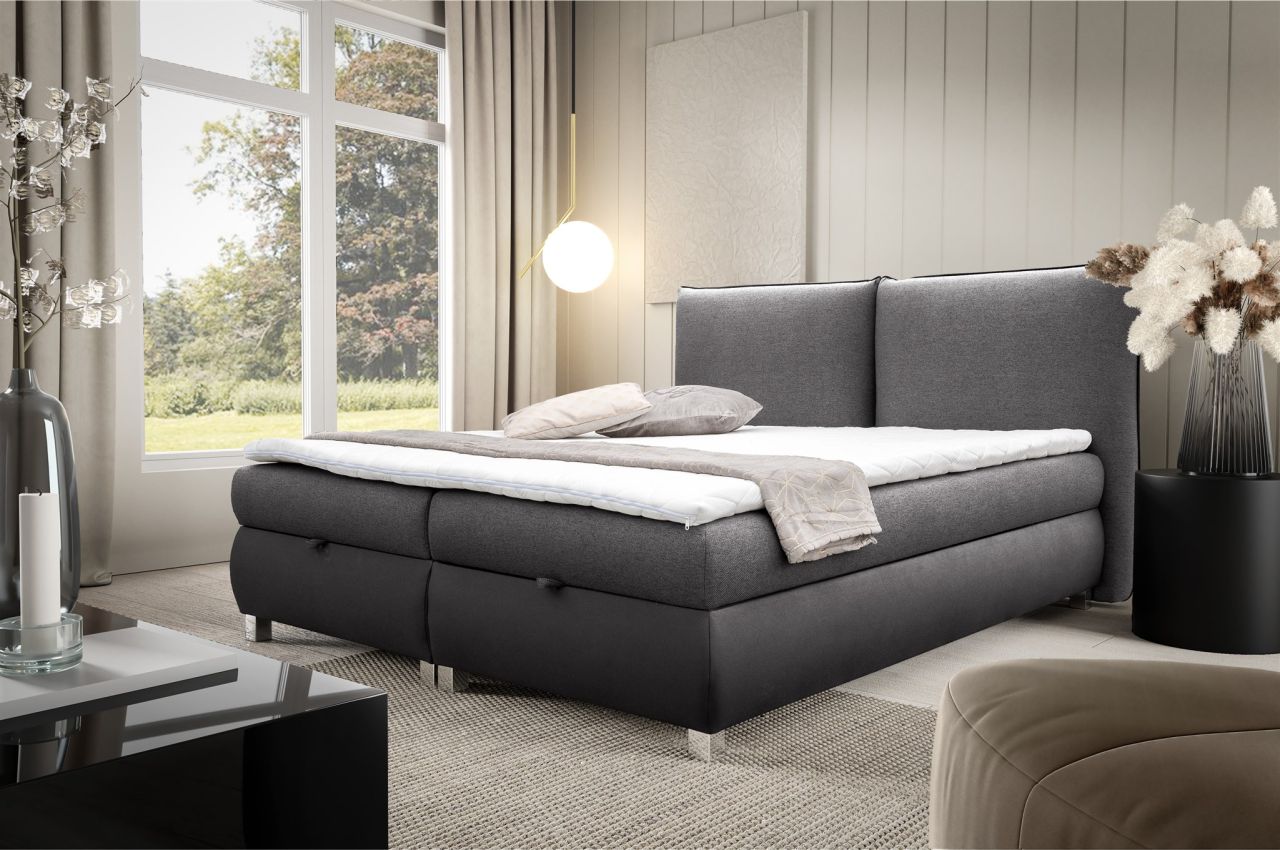 Boxspringbett Schlafzimmerbett VALENTIN 120x200cm Stoff Neve-Vega Anthrazit Boxspringbett Schlafzimmerbett VALENTIN 120x200cm Stoff Neve-Vega Anthrazit
