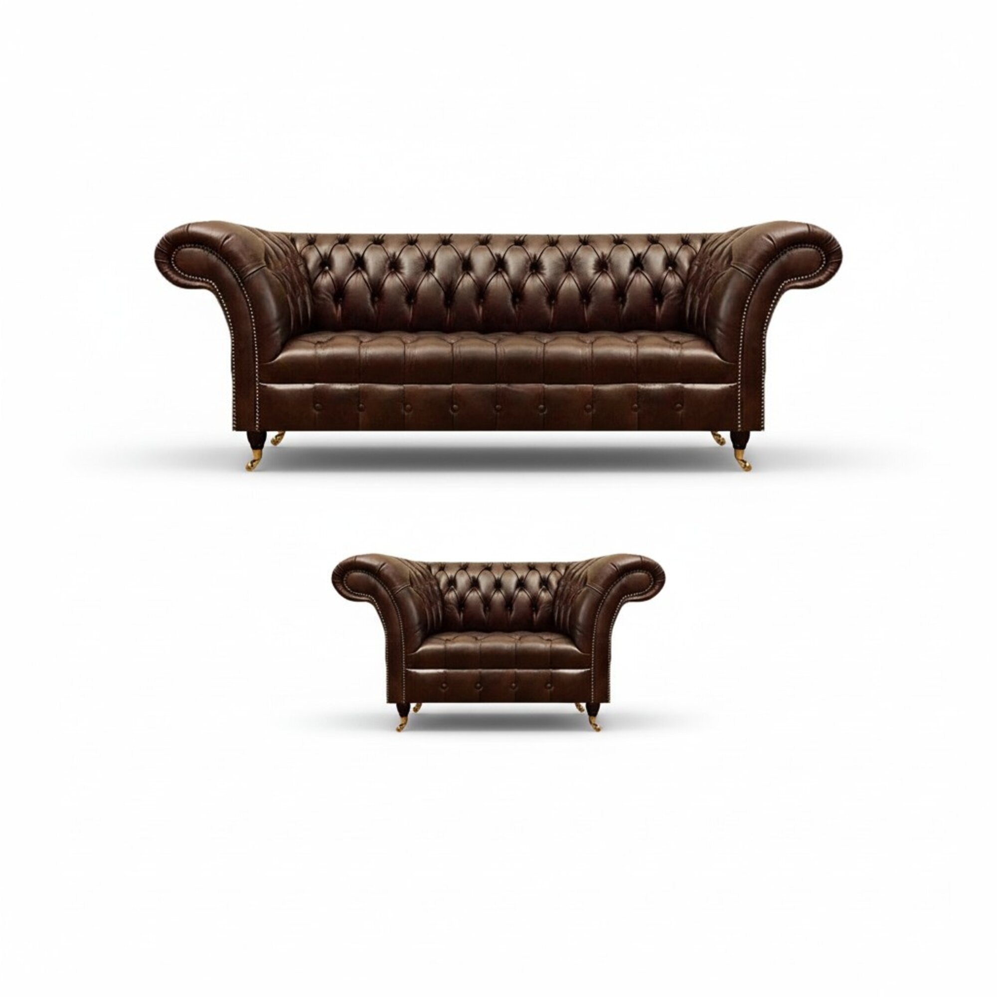 Braune Chesterfield Kunstleder Garnitur Leder Dreisitzer Designer Sessel Braune Chesterfield Kunstleder Garnitur Leder Dreisitzer Designer Sessel