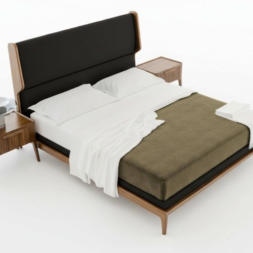 Braunes Schlafzimmer-Set Bett Nachttische 2tlg Moderner Stil Luxus Möbel Braunes Schlafzimmer-Set Bett Nachttische 2tlg Moderner Stil Luxus Möbel