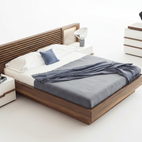 Braunes Schlafzimmer Set Luxus Bett Kommode Nachttische Walnuss Natur