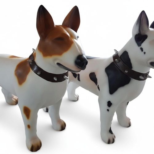 Bullterrier Kampfhund Deko Figur Statue Deko Einbruch Schutz scheuch