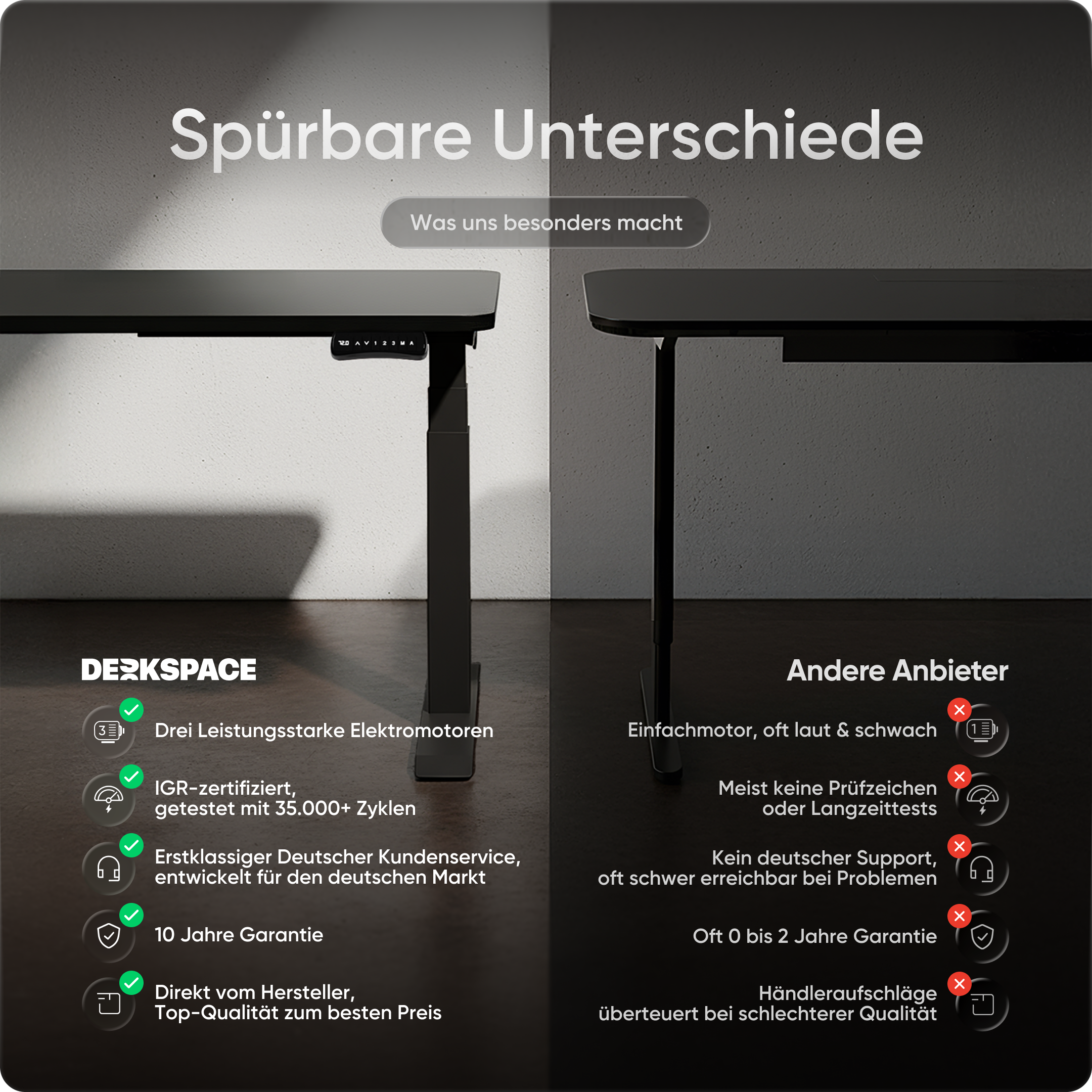 Höhenverstellbarer Schreibtisch | CORNER | Mahagoni / Grau / 160 x 130 x 70 cm