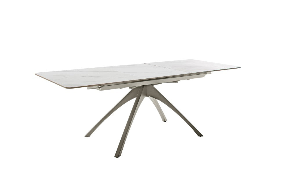 CERRITO Auszugstisch - Creme-marmoriert / Taupe-matt-lackiert