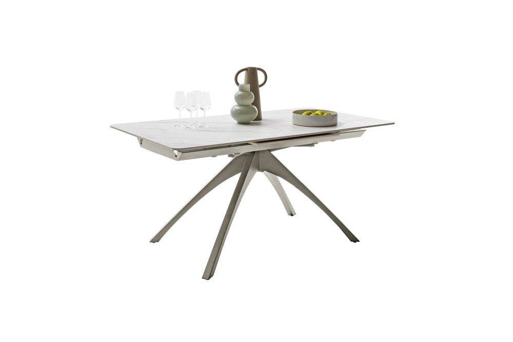 CERRITO Auszugstisch - Creme-marmoriert / Taupe-matt-lackiert