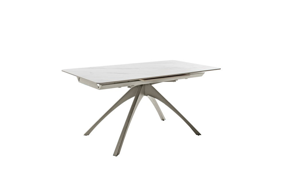 CERRITO Auszugstisch - Creme-marmoriert / Taupe-matt-lackiert