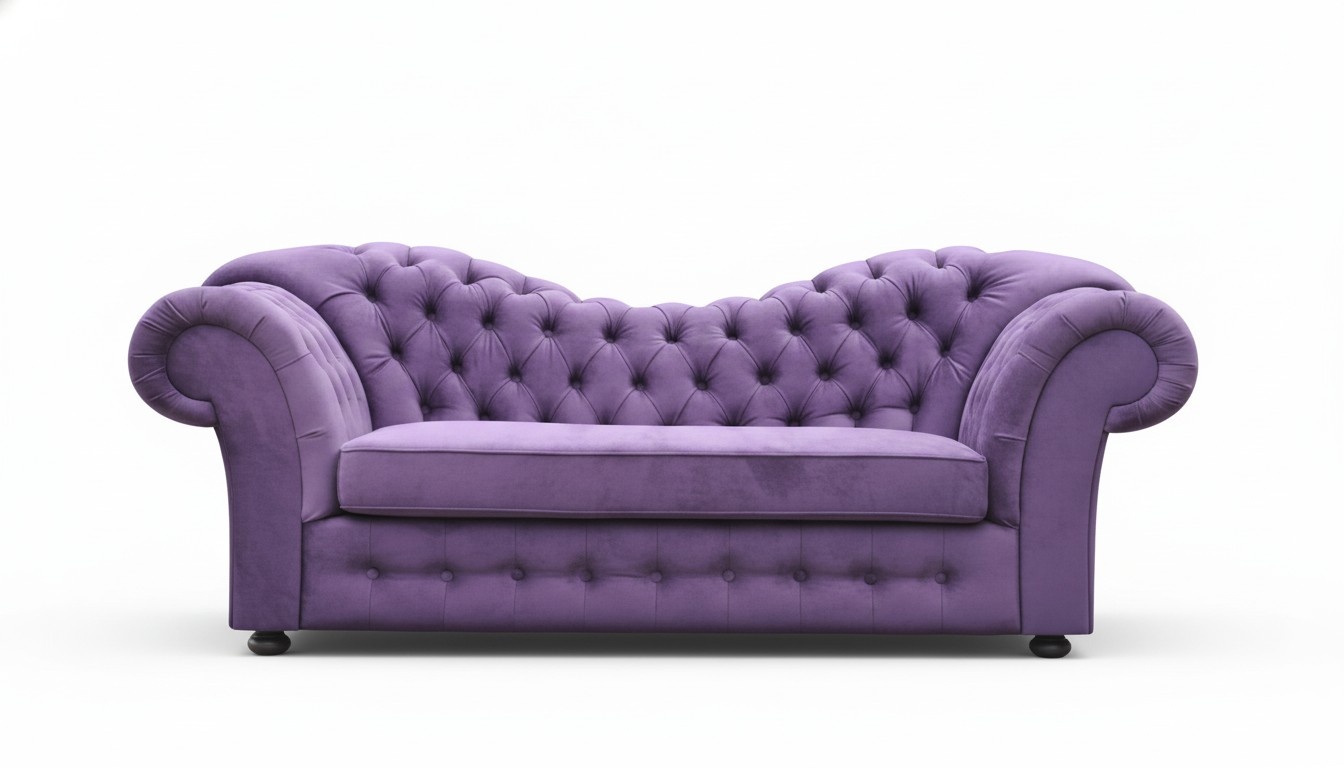 Chesterfield Couch Polster Textil Couchen Dreisitzer Wohnzimmer Sofa Lila