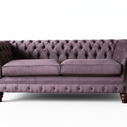Chesterfield Lila Sofa 3 Sitzer Wohnzimmer Stoff Couch Polster Sofas