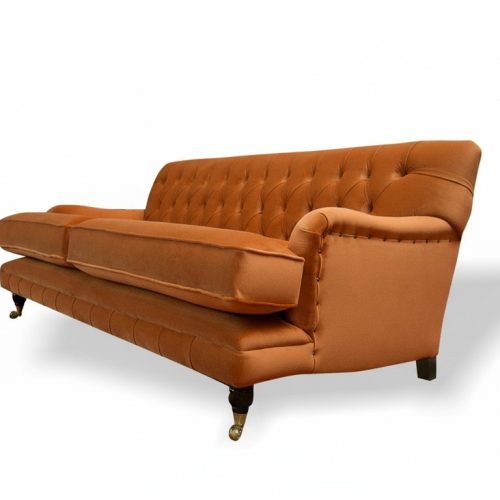 Chesterfield Orange Design Couchen Polster Sofas Couch Stoff Wohnzimmer