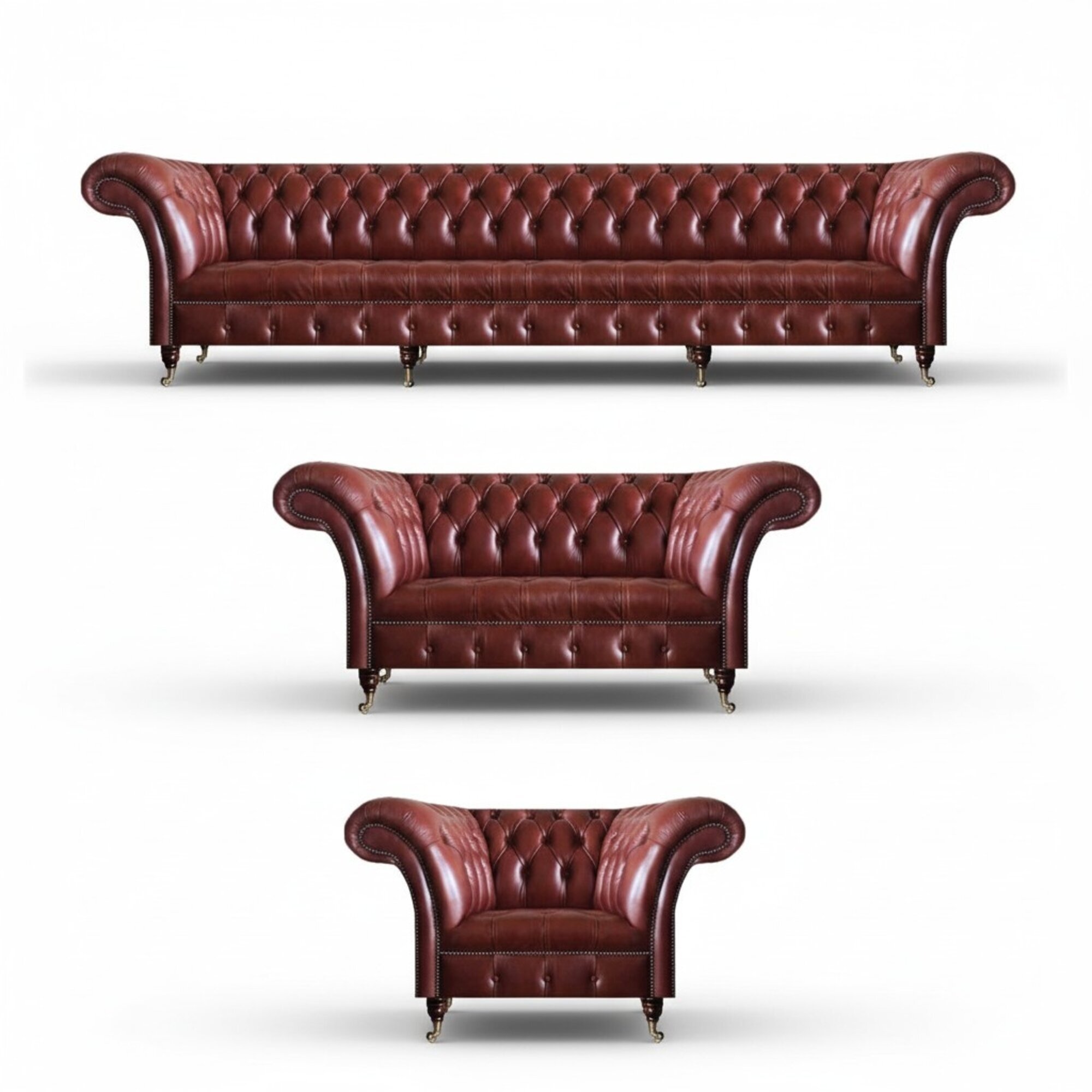 Chesterfield Polstermöbel Braun Komplett Sofagarnitur 3tlg Wohnzimmer Chesterfield Polstermöbel Braun Komplett Sofagarnitur 3tlg Wohnzimmer