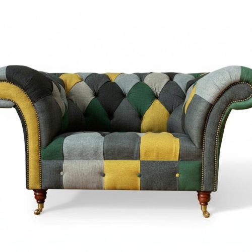 Chesterfield Sessel Fernseh Couch 1,5 Sitzer Sofa Textil Stoff Couchen Polster