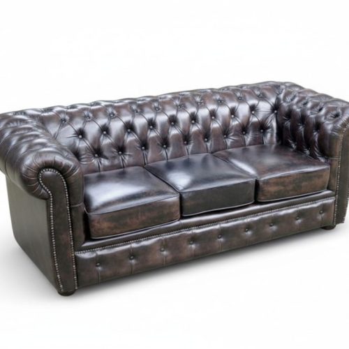 CHESTERFIELD SOFA 3 SITZER LEDERSOFA COUCH POLSTER GARNITUR TROBAY NEU