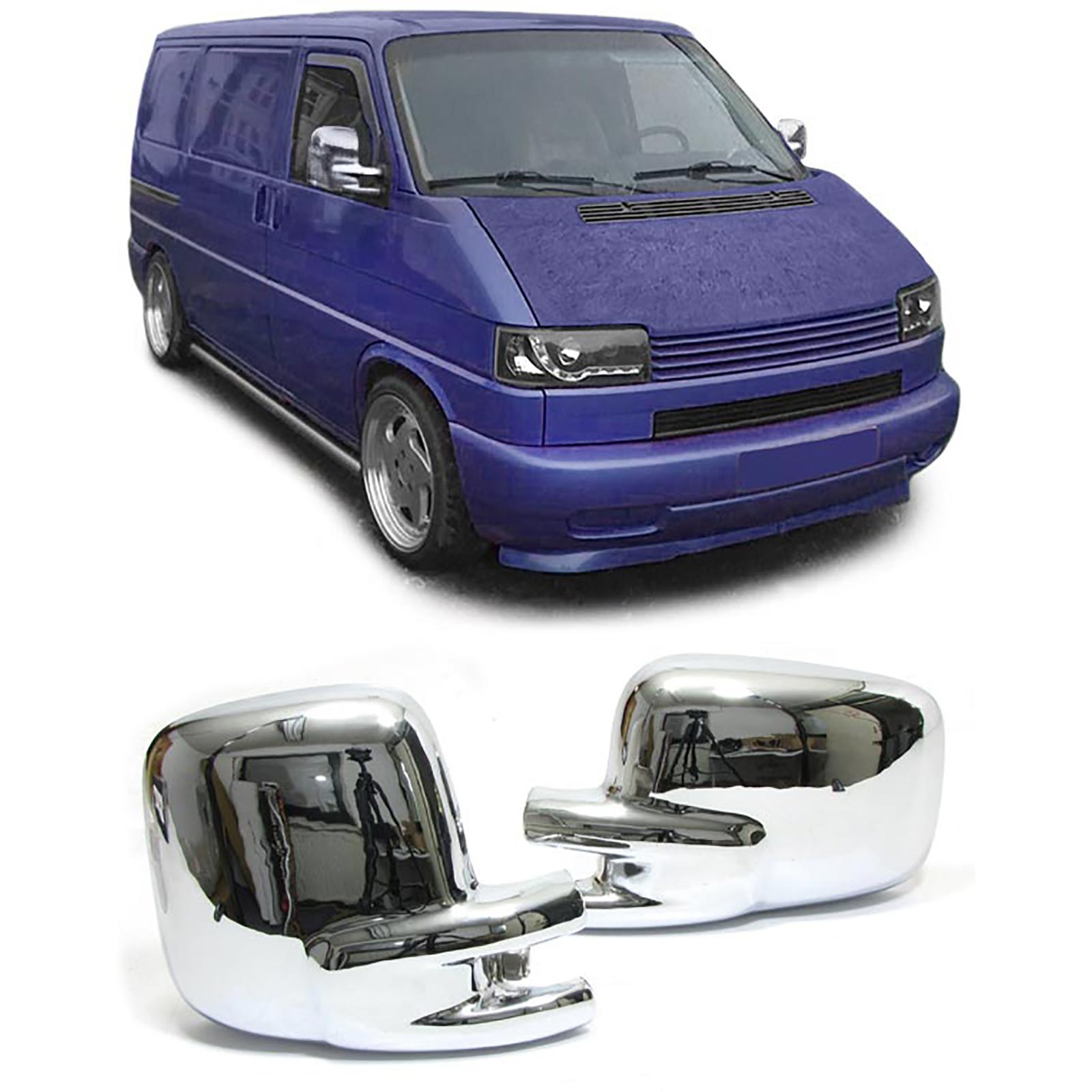 Chrom Spiegel Gehäuse Außenspiegel Kappen LINKS + RECHTS für VW T4 IV ab 1990-2004
