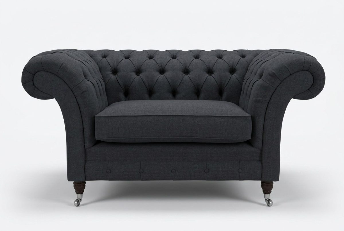 Couch Polster Design Sofa Schwarz Schwarz 1,5er Sitz Sofas Möbel