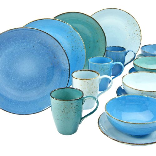 CreaTable Kombiservice 16-tlg. Nature Collection in Farbe Aqua glänzend