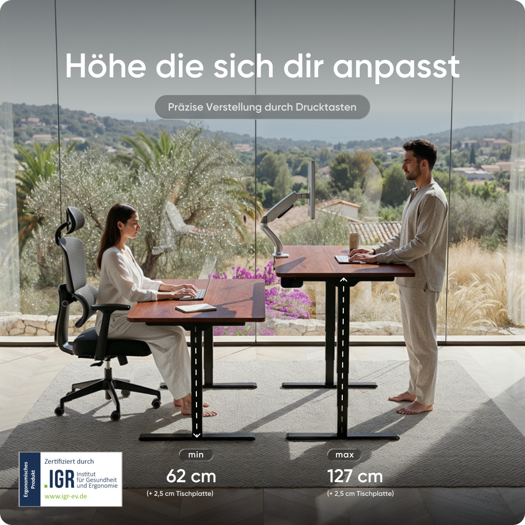 Höhenverstellbarer Schreibtisch | PRO PLUS | Schwarz / Grau / 180 x 80 cm - Gallery 2 Höhenverstellbarer Schreibtisch | PRO PLUS | Schwarz / Grau / 180 x 80 cm