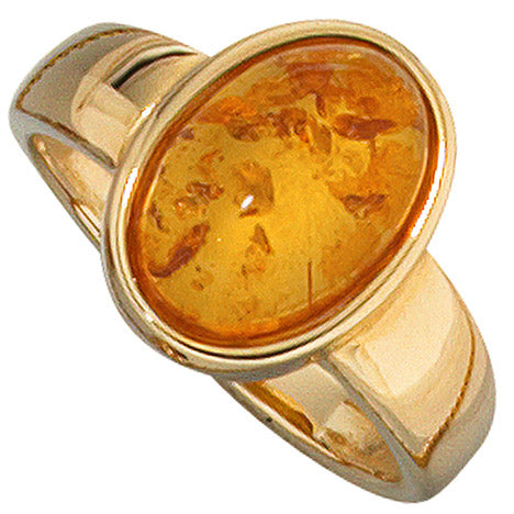 Damen Ring 585 Gold Gelbgold 1 Bernstein orange Bernsteinring Goldring-50 Damen Ring 585 Gold Gelbgold 1 Bernstein orange Bernsteinring Goldring-50